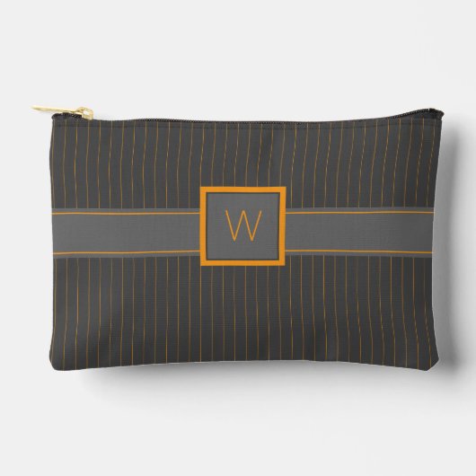 Grau mit Orange Pinstripes Zubehörtasche (Vorderseite)