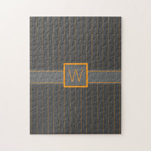 Grau mit orangefarbenen Pinstripes Puzzle