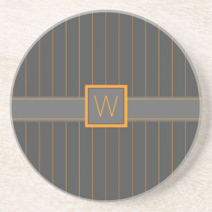 Grau mit orangefarbenen Pinstripes Sandstein-Geträ Sandstein Untersetzer