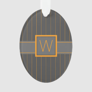Grau mit orangen Nadelstreifen Acryl-Ornament Ornament