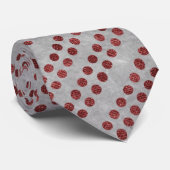 Grau mit Red Dots Diagonal Design Krawatte (Gerollt)