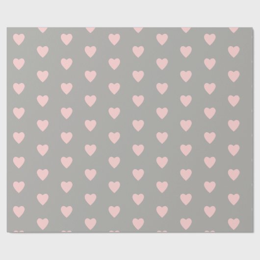 Grau mit rosa Herzen Geschenkpapier (Flach)