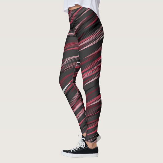 Grau mit rosa Streifen Leggings (Links)