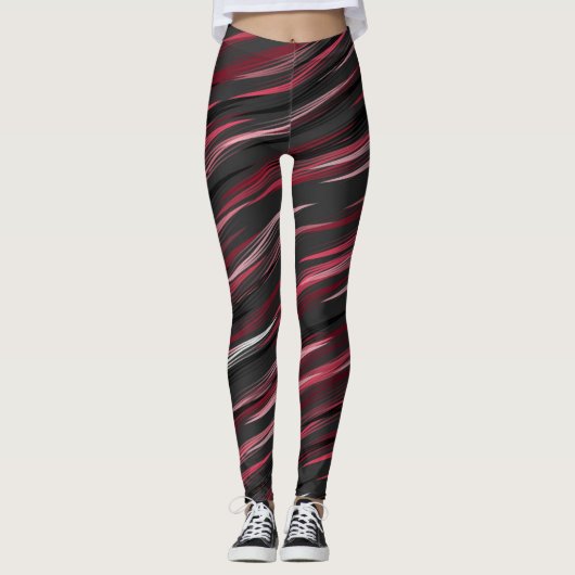 Grau mit rosa Streifen Leggings (Vorderseite)