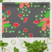 Grau mit Rot-Blume Stilftiges Handtuch (Gefaltet)