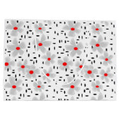 grau mit roten Blume auf weißem Hintergrund Retro Große Geschenktüte (Rückseite)