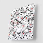 grau mit roten Blume auf weißem Hintergrund Retro Quadratische Wanduhr (Winkel)