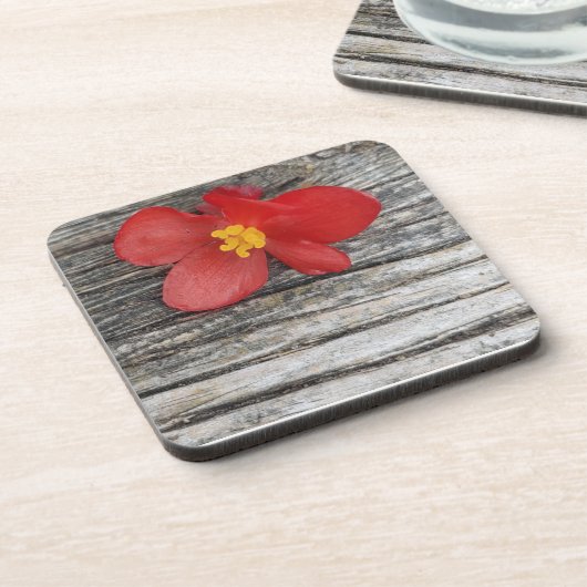 Grau mit roter Blume Getränkekasten Getränkeuntersetzer (Linke Seite)