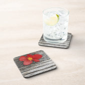 Grau mit roter Blume Getränkekasten Getränkeuntersetzer (Rechte Seite)