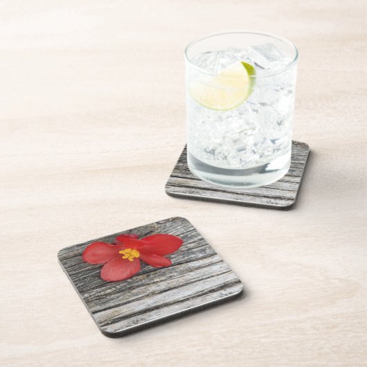 Grau mit roter Blume Getränkekasten Getränkeuntersetzer (Rechte Seite)