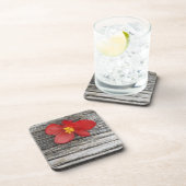 Grau mit roter Blume Getränkeuntersetzer (Rechte Seite)