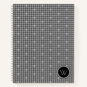 Grau mit silbernem Akzent-Houndstooth-Notizbuch Notizblock