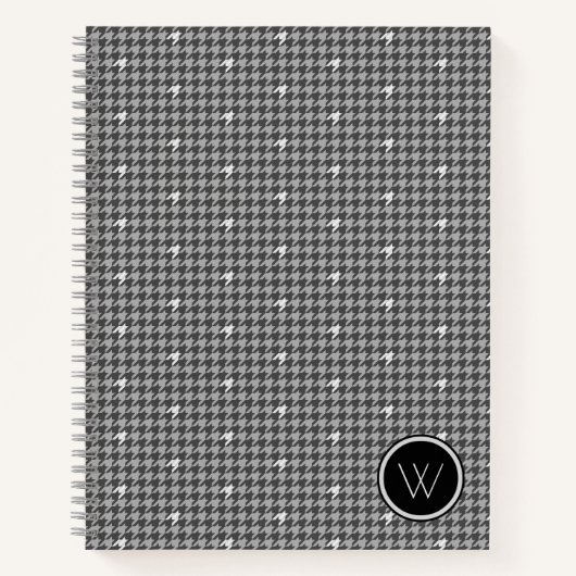 Grau mit silbernem Akzent-Houndstooth-Notizbuch Notizblock (Vorderseite)