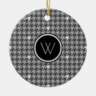 Grau mit silbernem Akzent-Rautenmuster-Ornament Keramik Ornament