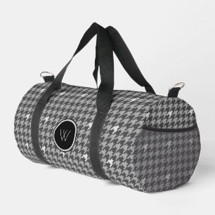 Grau mit silberner Akzent Houndstooth Duffle Bag