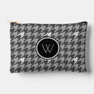 Grau mit silberner Akzent Houndstooth Zubehörtasche