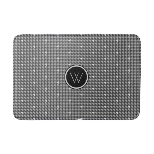 Grau mit Silver Accent Hahnentrittmuster Bath Mat Badematte (Vorderseite)