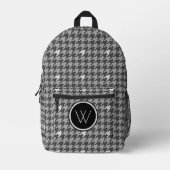 Grau mit Silver Accent Hahnentrittmuster Bedruckter Rucksack (Vorderseite)