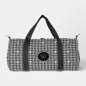 Grau mit Silver Accent Hahnentrittmuster Duffle Bag (Vorderseite)