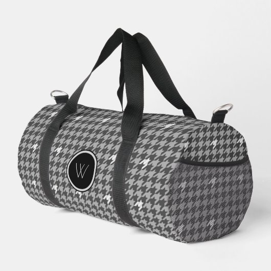 Grau mit Silver Accent Hahnentrittmuster Duffle Bag (Rechte Ecke)