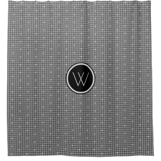 Grau mit Silver Accent Hahnentrittmuster Duschvorh Duschvorhang (Vorderseite)