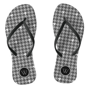 Grau mit Silver Accent Hahnentrittmuster Flip Flop Badesandalen