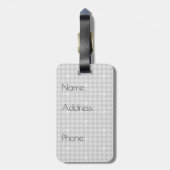 Grau mit Silver Accent Hahnentrittmuster Gepäckanh Gepäckanhänger (Rückseite vertikal)
