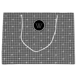 Grau mit Silver Accent Hahnentrittmuster Gift Bag Große Geschenktüte