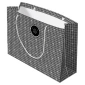 Grau mit Silver Accent Hahnentrittmuster Gift Bag Große Geschenktüte (Rückseite Schrägansicht)