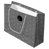 Grau mit Silver Accent Hahnentrittmuster Gift Bag Große Geschenktüte (Vorderseite Schrägansicht)