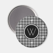 Grau mit Silver Accent Hahnentrittmuster Magnet (Vorderseite/Rückseite)