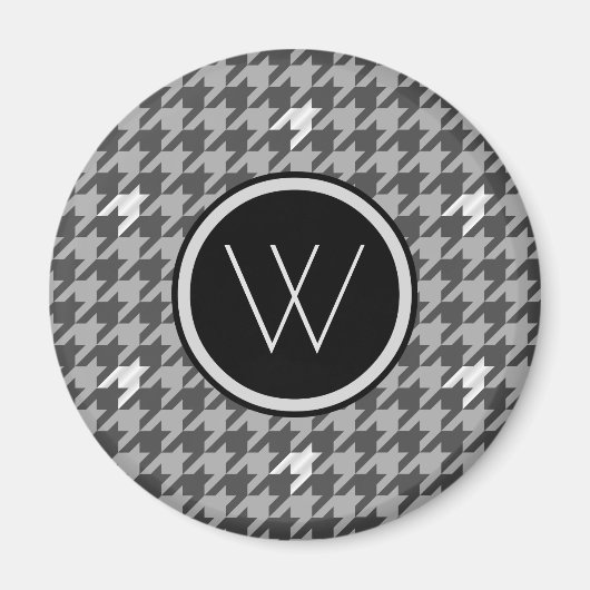 Grau mit Silver Accent Hahnentrittmuster Magnet (Vorne)