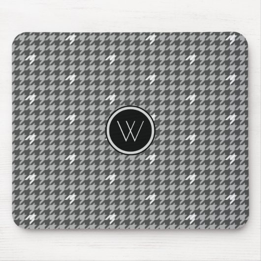 Grau mit Silver Accent Hahnentrittmuster Mousepad (Vorne)