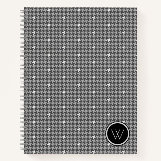 Grau mit Silver Accent Hahnentrittmuster Notebook Notizblock (Vorderseite)