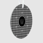 Grau mit Silver Accent Hahnentrittmuster Ornament (Vorderseite)