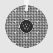 Grau mit Silver Accent Hahnentrittmuster Ornament (Rückseite)