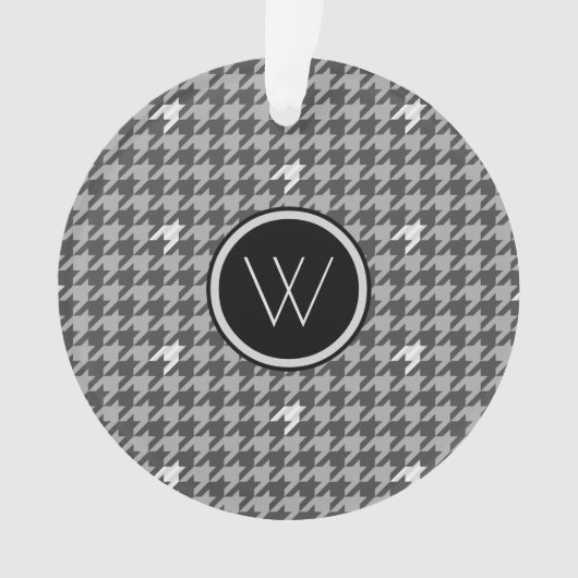 Grau mit Silver Accent Hahnentrittmuster Ornament (Vorderseite)