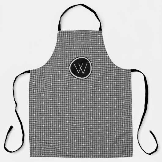 Grau mit Silver Accent Hahnentrittmuster Schürze (Vorderseite)