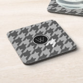 Grau mit Silver Accent Hahnentrittmuster Square Un Getränkeuntersetzer (Linke Seite)