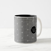Grau mit Silver Accent Hahnentrittmuster Tasse (VorderseiteRechts)