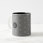 Grau mit Silver Accent Hahnentrittmuster Tasse (Vorderseite Links)