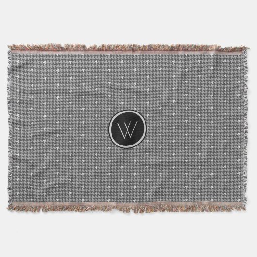 Grau mit Silver Accent Hahnentrittmuster Throw Bla Decke (Vorderseite)