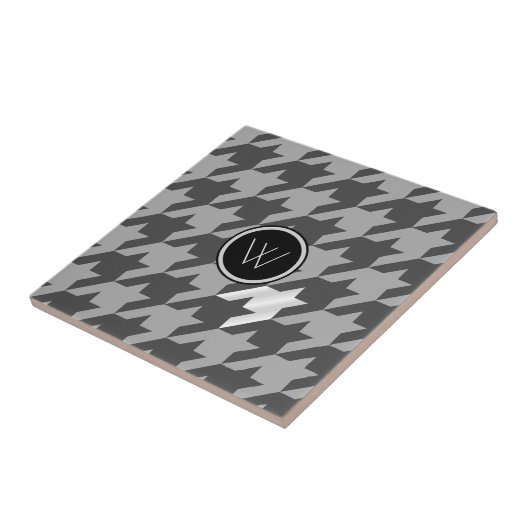 Grau mit Silver Accent Hahnentrittmuster Tile Fliese (Seite)