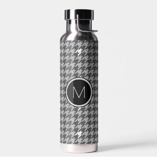 Grau mit Silver Accent Hahnentrittmuster Trinkflasche