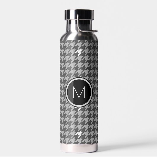 Grau mit Silver Accent Hahnentrittmuster Trinkflasche (Links)