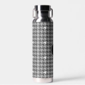 Grau mit Silver Accent Hahnentrittmuster Trinkflasche (Vorne)