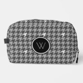 Grau mit Silver Accent Hahnentrittmuster Waschbeutel (Vorderseite)
