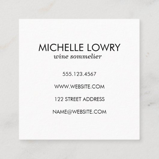 Grau mit Weinglas Quadratische Visitenkarte (Rückseite)