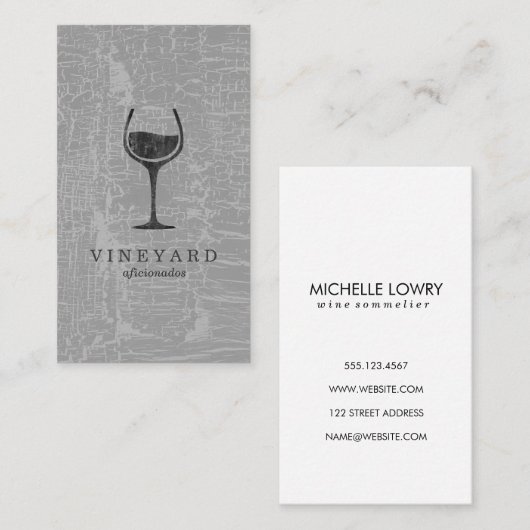 Grau mit Weinglas Visitenkarte (Vorne/Hinten)