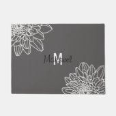Grau mit weißen Blume Begrüßungstüre matt Fußmatte (Vorderseite)